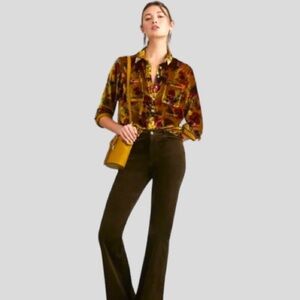 Anthropologie Pilcro | Floral velvet button down shirt